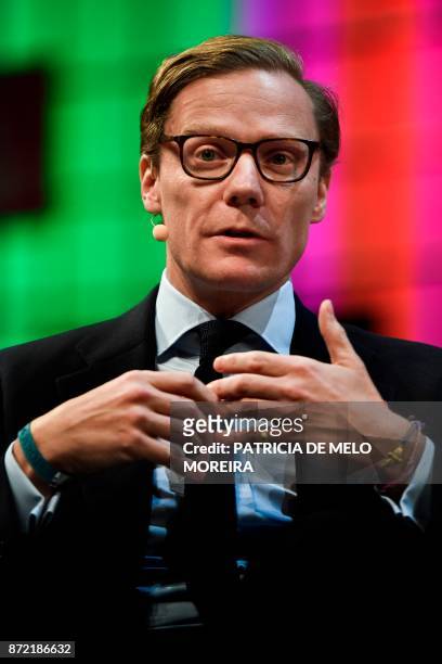 Cambridge Analytica's chief executive officer Alexander Nix gives an interview during the 2017 Web Summit in Lisbon on November 9, 2017. - Europe's...