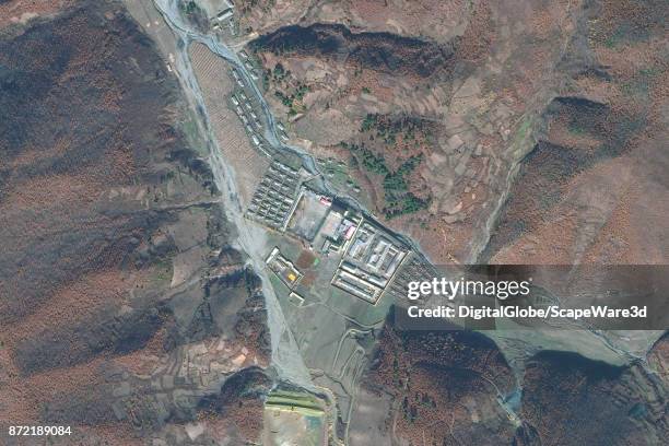 DigitalGlobe via Getty Images satellite imagery of Chongori concentration camp - a reeducation camp in North Korea.