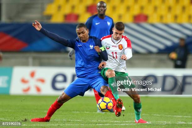 Abdou Diallo of France and Kiril Despodov of Bulgaria during the Under 21s Euro 2019 qualifying match between France U21 and Bulgaria U21 on November...