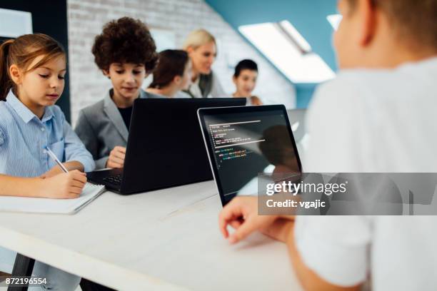 kids coding in school - kid coding stock pictures, royalty-free photos & images