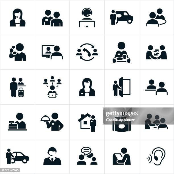 ilustrações de stock, clip art, desenhos animados e ícones de customer service icons - greeting