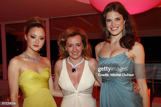 Devon Aoki, Caroline Gruosi Scheufele and Alessia Piovan attend the Chopard Belle Du Nuit Dinner during the 62nd International Cannes Film Festival...