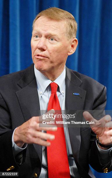 Alan Mulally speaks to shareholders during Ford Motor Companies 2009 Annual Meeting May 14, 2009 in Wilmington, Delaware. The Rev. Jesse Jackson was...