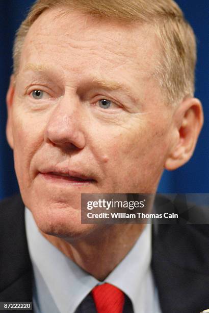 Alan Mulally speaks to shareholders during Ford Motor Companies 2009 Annual Meeting May 14, 2009 in Wilmington, Delaware. The Rev. Jesse Jackson was...