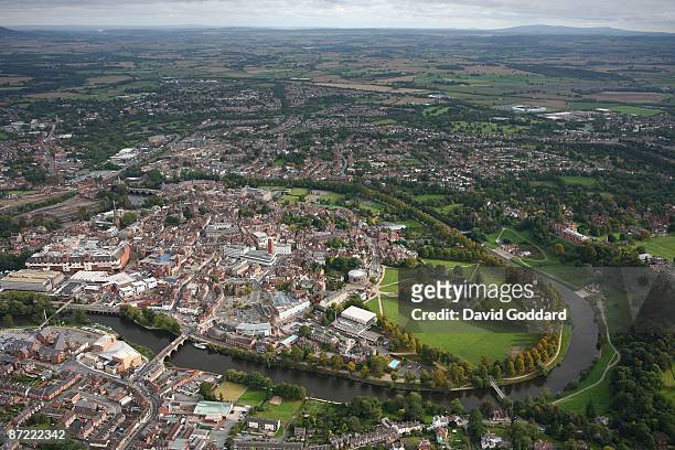 Surrounded by the River Severn is the historic market town of Shrewsbury. On 29th September 2008.