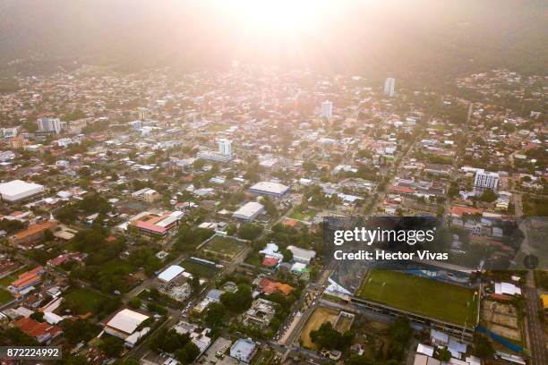 Aerial view of Australia training session ahead of the leg 1 of FIFA World Cup Qualifier Playoff against Honduras at Estadio Olimpico Metropolitano...