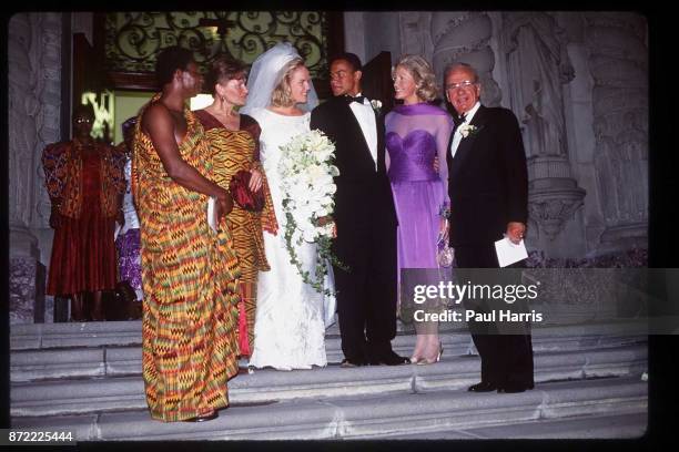 The Bride and Grooms parents at the wedding of Elisabeth Murdoch daughter of Rupert Murdoch and Elkin Pianim, the son of a Ghanaian politician on...