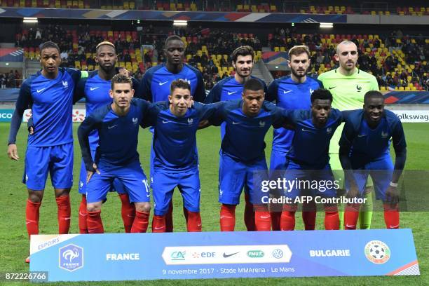 France's defender Abdou Diallo, France's forward Moussa Dembele, France's defender Mouctar Diakhaby, France's forward Martin Terrier , France's...