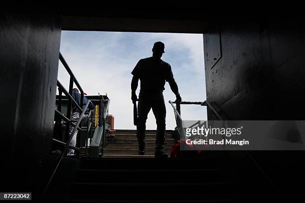 Josh Willingham of the Washington Nationals goes down to the batting cage before the game against the San Francisco Giants at AT&T Park on May 13,...