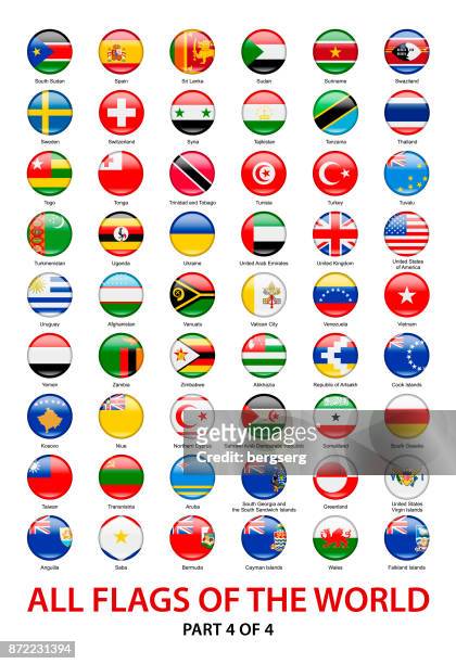 all waving world flags. vector round icons collection - sri lanka stock illustrations