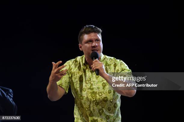 Pentecostal evangelist Daniel Kolenda delivers a speech during the during the "farewell gospel crusade" of German pentecostal evangelist Reinhard...