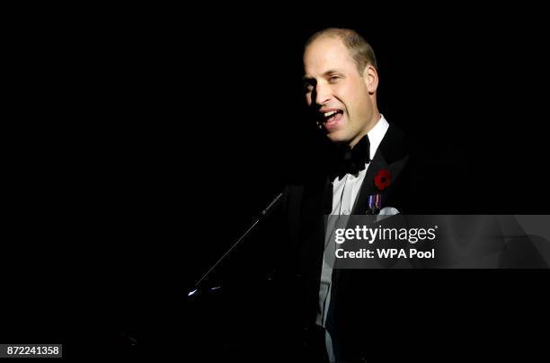 Britain's Prince William, Duke of Cambridge makes a short speech at the City Veterans Network third annual dinner, given in aid of the Defence...