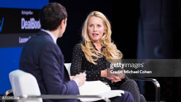 Andrew Ross Sorkin and Laurene Powell Jobs speak onstage during The New York Times 2017 DealBook Conference at Jazz at Lincoln Center on November 9,...