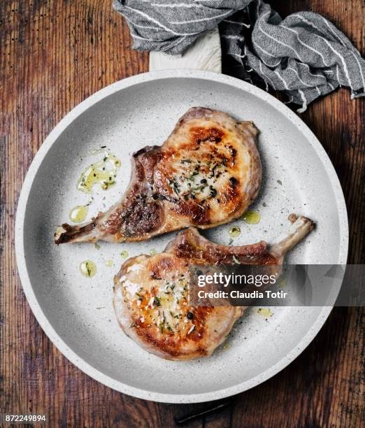 pork chops - seared stock pictures, royalty-free photos & images