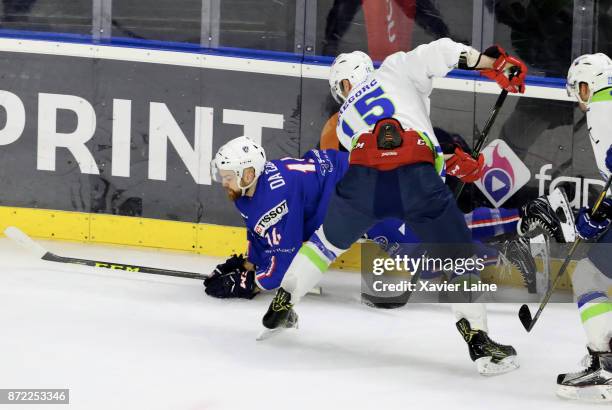 Captain Stephane Da Costa of France in action during the EIHF Ice Hockey Four Nations tournament match between France and Slovenia at Aren'ice on...