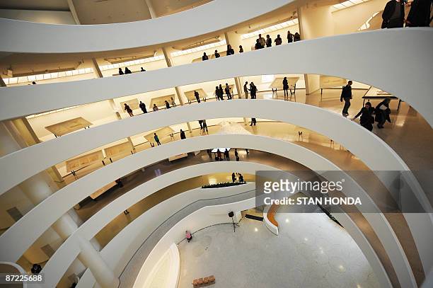 View of the interior walkways May 14, 2009 at the Guggenheim Museum in New York as the museum marks its 50th anniversary with an exhibition "Frank...