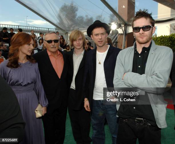 Dennis Hopper with Jamie Hewlett and Damon Albarn of Gorillaz, and guests