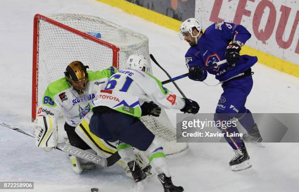 Damien Fleury of France in action during the EIHF Ice Hockey Four Nations tournament match between France and Slovenia at Aren'ice on November 9,...
