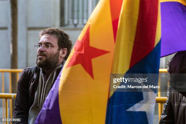 Albano Dante Fachin supporting Catalan Parliament members as Carme Forcadell arrives at Supreme Court to be questioned over her role in Catalonia's...