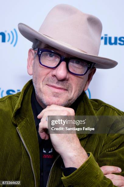 Elvis Costello visits SiriusXM Studios on November 9, 2017 in New York City.