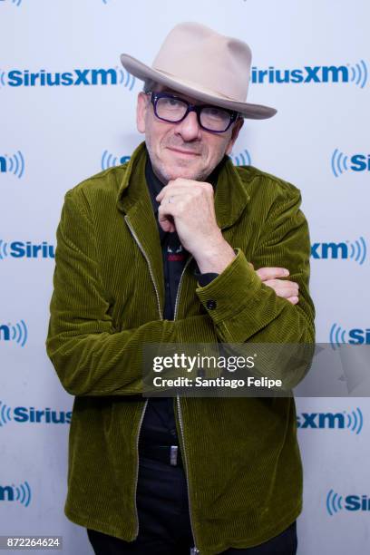 Elvis Costello visits SiriusXM Studios on November 9, 2017 in New York City.
