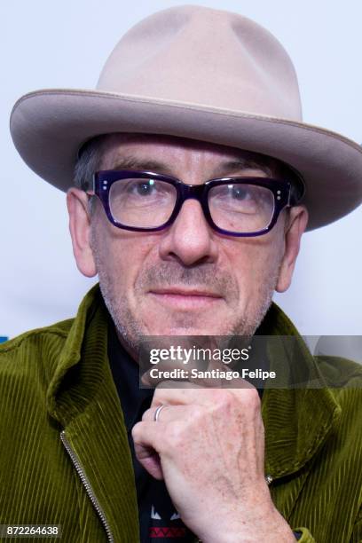 Elvis Costello visits SiriusXM Studios on November 9, 2017 in New York City.