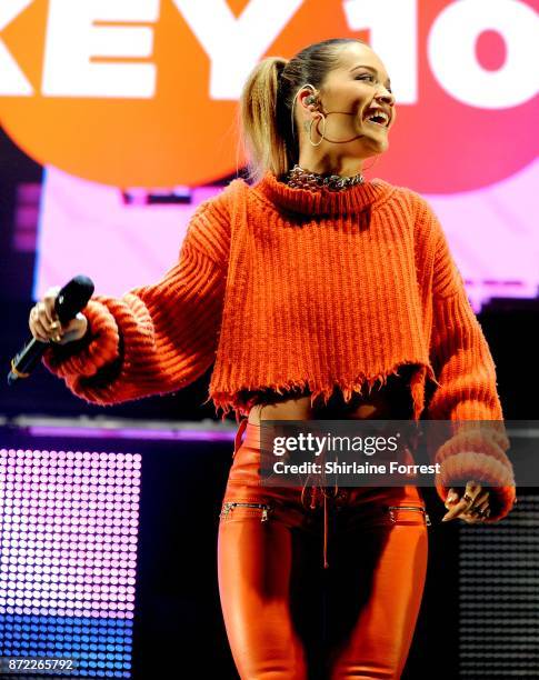 Rita Ora performs at Key 103 Live at Manchester Arena on November 9, 2017 in Manchester, England.