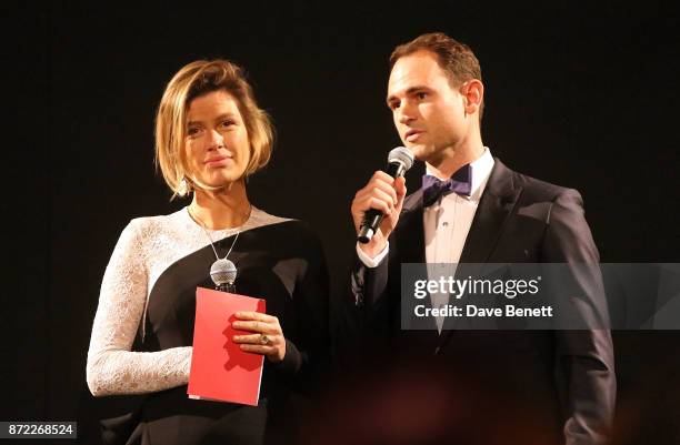 Maya and James Boyd speak at the DKMS: Big Love Gala at The Natural History Museum on November 9, 2017 in London, England.