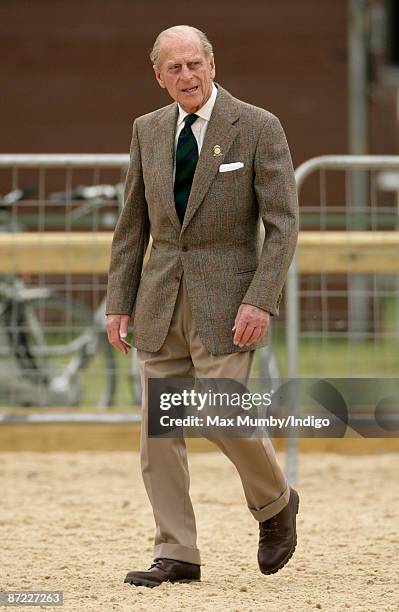 Prince Philip, The Duke of Edinburgh, watches the carriage driving during day three of the Royal Windsor Horse Show 2009 on May 14, 2009 in Windsor,...