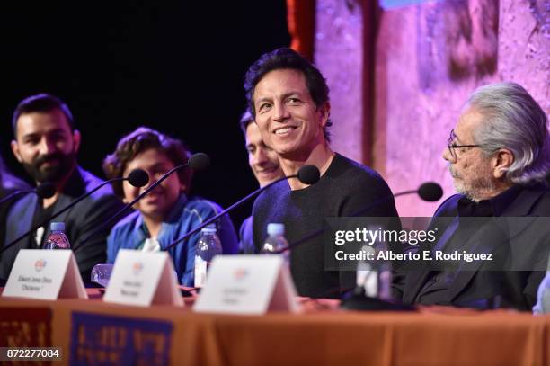 Co-Director/screenwriter Adrian Molina, actors Anthony Gonzalez, Gael Garcia Bernal, Benjamin Bratt and Edward James Olmos at the Global Press...