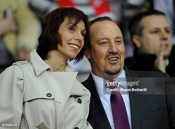 Rafael Benitez the Liverpool manager with his wife Montse during the Hillsborough Memorial match between Liverpool Legends and All Stars XI at...