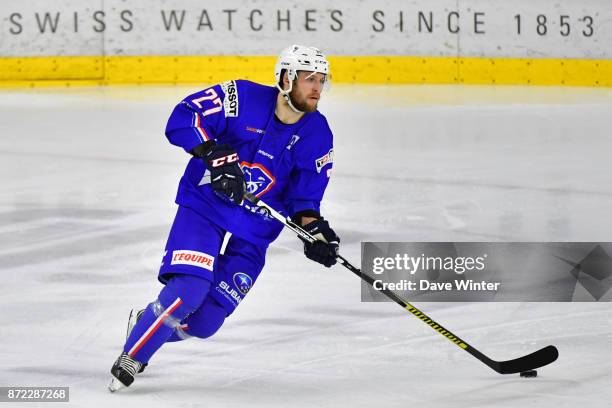 Loic Lamperier of France during the EIHF Ice Hockey Four Nations tournament match between France and Slovenia on November 9, 2017 in Cergy, France.