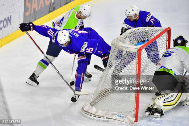 Rudy Matima of France during the EIHF Ice Hockey Four Nations tournament match between France and Slovenia on November 9, 2017 in Cergy, France.