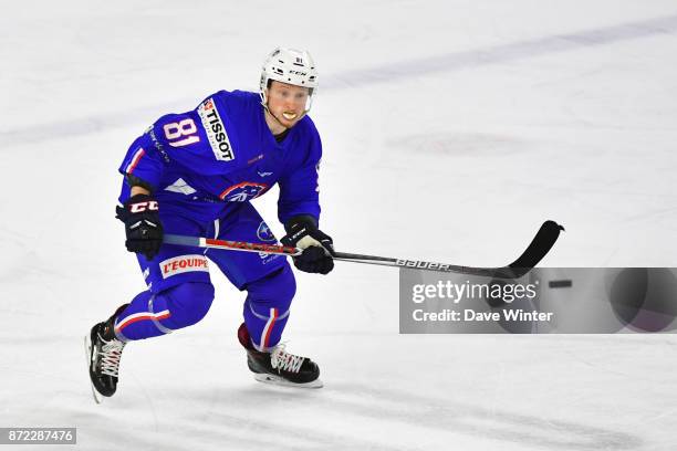 Anthony Rech of France during the EIHF Ice Hockey Four Nations tournament match between France and Slovenia on November 9, 2017 in Cergy, France.