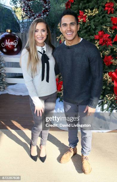 Actress Alexa PenaVega and husband actor Carlos PenaVega visit Hallmark's "Home & Family" at Universal Studios Hollywood on November 9, 2017 in...