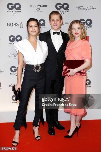 Gizem Emre, Max von der Groeben and Jella Haase arrive for the GQ Men of the year Award 2017 at Komische Oper on November 9, 2017 in Berlin, Germany.