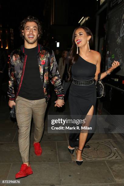 Kem Cetinay and Amber Davies attending the ITV Gala afterparty at Aqua on November 9, 2017 in London, England.