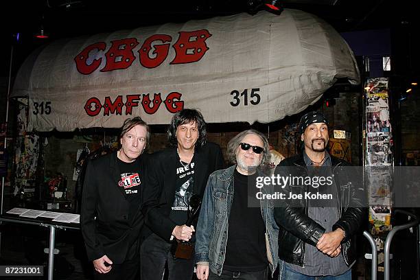 Legs McNeil, Mickey Leigh, Tommy Ramone and Handsome Dick Manitoba attend the re-presentation of Joey Ramone's Rock & Roll Hall of Fame Induction...