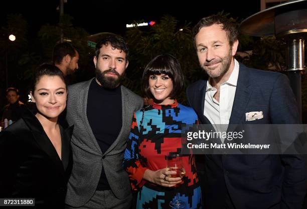 Tatiana Maslany, Tom Cullen, Dawn O'Porter, and Chris O'Dowd attend the SAG-AFTRA Foundation Patron of the Artists Awards 2017 at the Wallis...