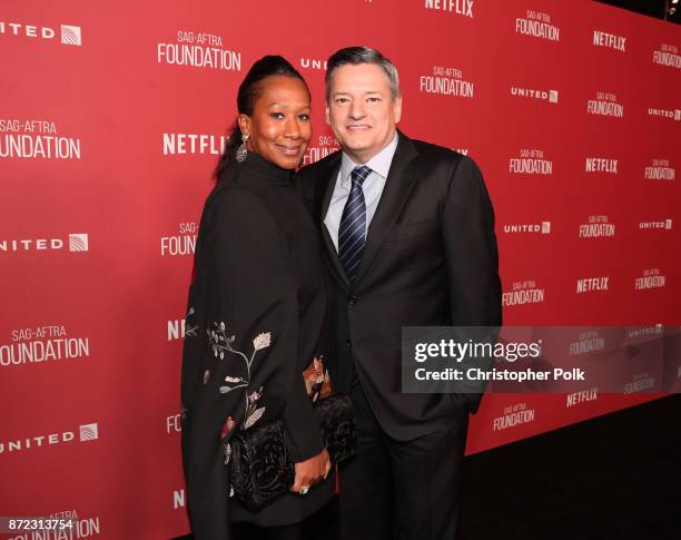 Honoree Ted Sarandos and Nicole Avant attend the SAG-AFTRA Foundation Patron of the Artists Awards 2017 at the Wallis Annenberg Center for the...