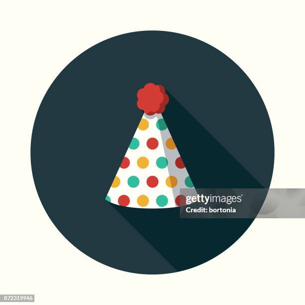 party hat flat design party icon with side shadow - party hat stock illustrations