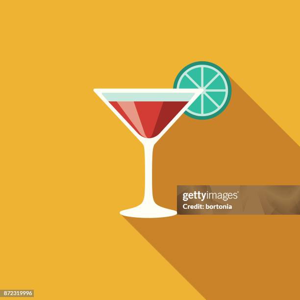 martini flat design party icon with side shadow - martini glass stock illustrations