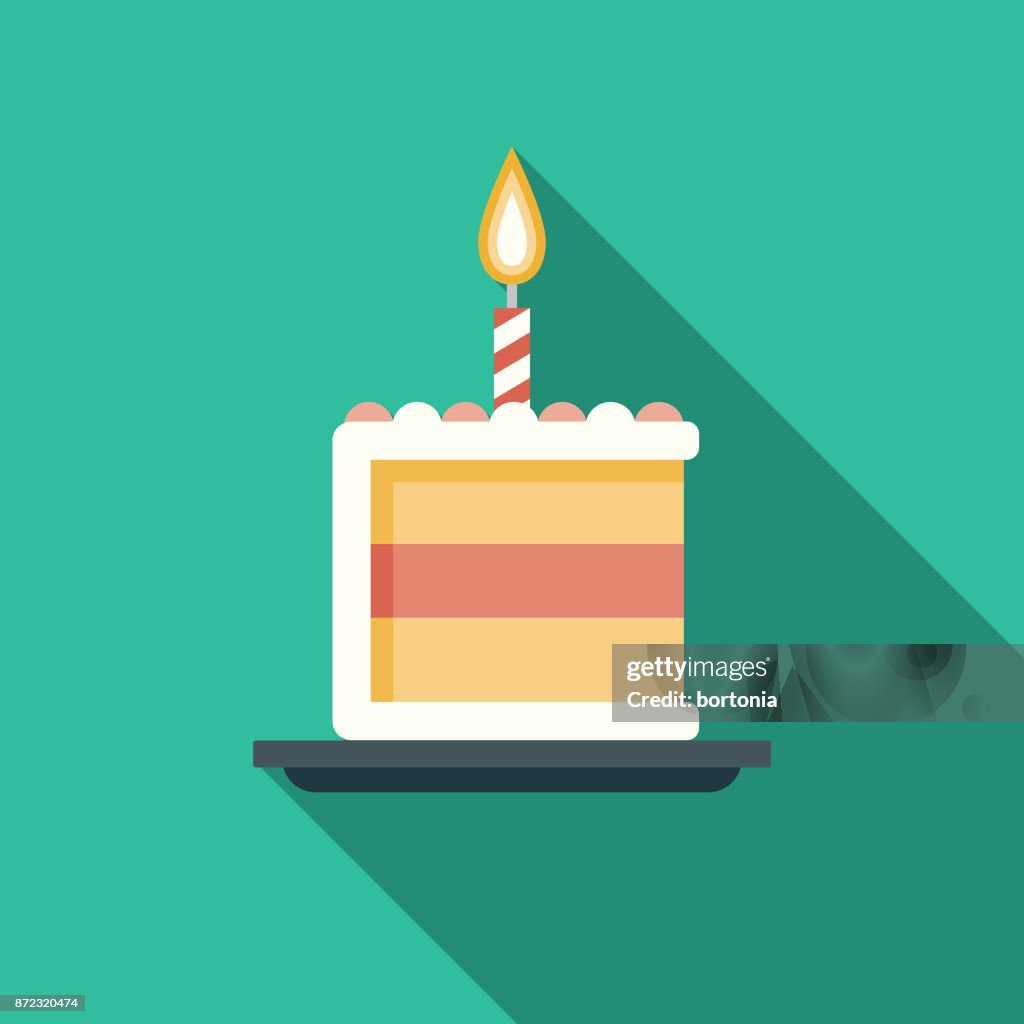 Geburtstag Kuchen flache Party Designikone mit Seite Schatten