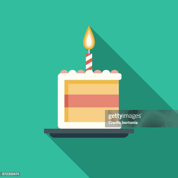 ilustrações de stock, clip art, desenhos animados e ícones de birthday cake flat design party icon with side shadow - birthday icon