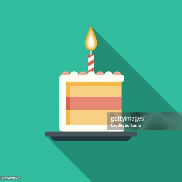 birthday cake flat design party icon with side shadow - birthday stock illustrations