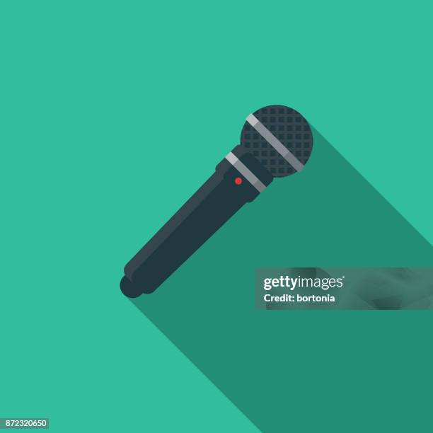 microphone flat design party icon with side shadow - karaoke microphone clip art stock illustrations