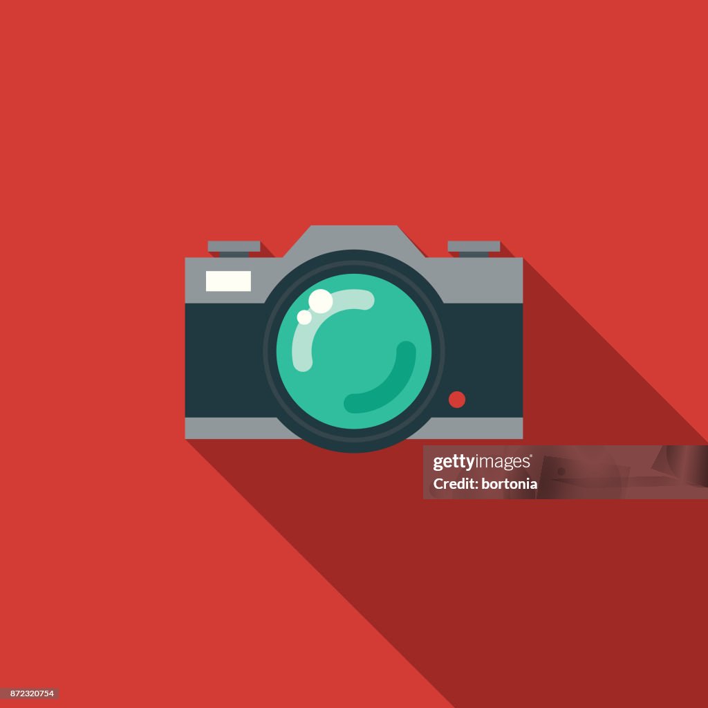 Camera Flat Design Party Icon with Side Shadow