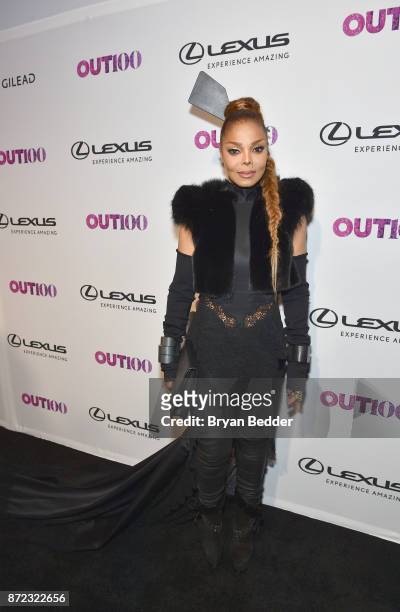 Music Icon Award honoree Janet Jackson attends OUT Magazine #OUT100 Event presented by Lexus at the the Altman Building on November 9, 2017 in New...