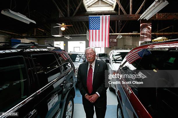 Eighty-five-year-old owner Stanley Balzekas stands among cars at his Balzekas Chrysler dealership May 14, 2009 in Chicago, Illinois. The dealership,...