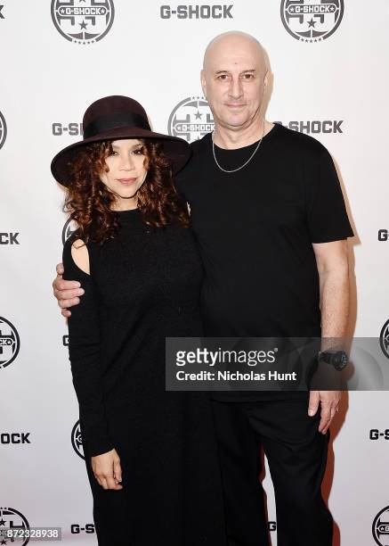 Actress Rosie Perez and Artist Eric Haze attend the G-Shock 35th Anniversary Celebration at The Theater at Madison Square Garden on November 9, 2017...